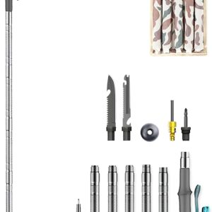 Multifunctional Trekking Pole, Lightweight 6-ction Multifunctional Folding Trekking Pole, Internal Storage Tools, Canvas Storage Bag, Easy to Carry, Suitable for Outdoor Hiking