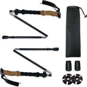 Collapsible Hiking Poles 2pc，Adjustable, Lightweight Trekking Poles 7075 Aluminium Alloy，Metal Flip Locks&Eva Foam Grips for Men Women